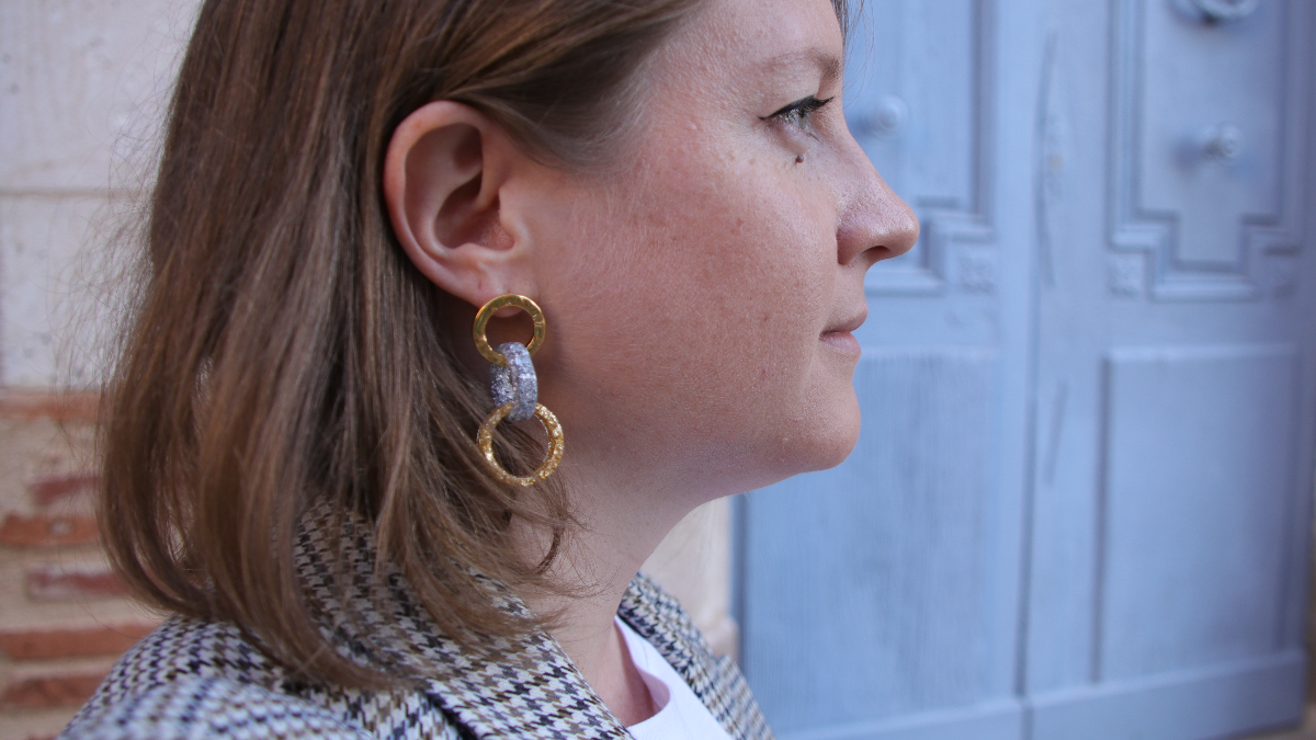 Esquema Pendientes de aro de resina con anillos entrelazados Esquema Pendientes de aro de resina con anillos entrelazados