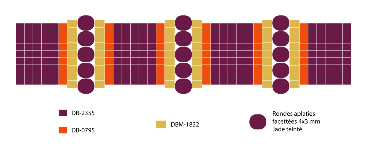 Esquema Rejilla de tejido de pulseras Miyuki en telar de piedras preciosas Esquema Rejilla de tejido de pulseras Miyuki en telar de piedras preciosas