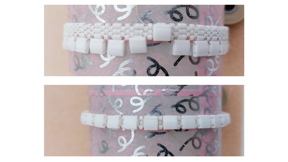 Pulsera So Chic Bangle con cuentas de semillas Miyuki y Tila : Paso 3 Pulsera So Chic Bangle con cuentas de semillas Miyuki y Tila : Paso 3