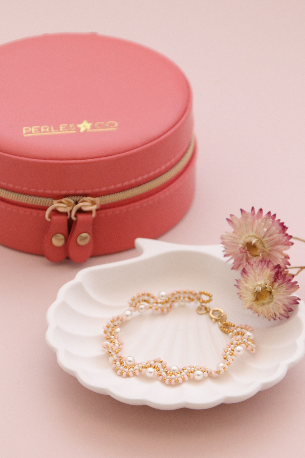 Esquema Pulsera de semillas Miyuki y cuentas de perlas Wave