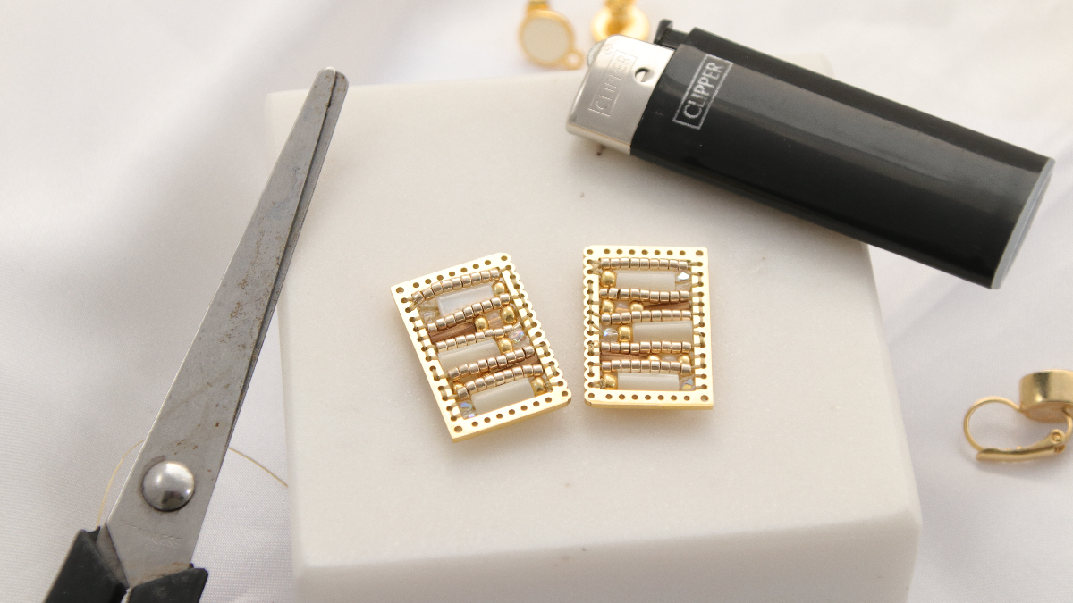 Pendientes de tejido de perlas : Paso 4 Pendientes de tejido de perlas : Paso 4