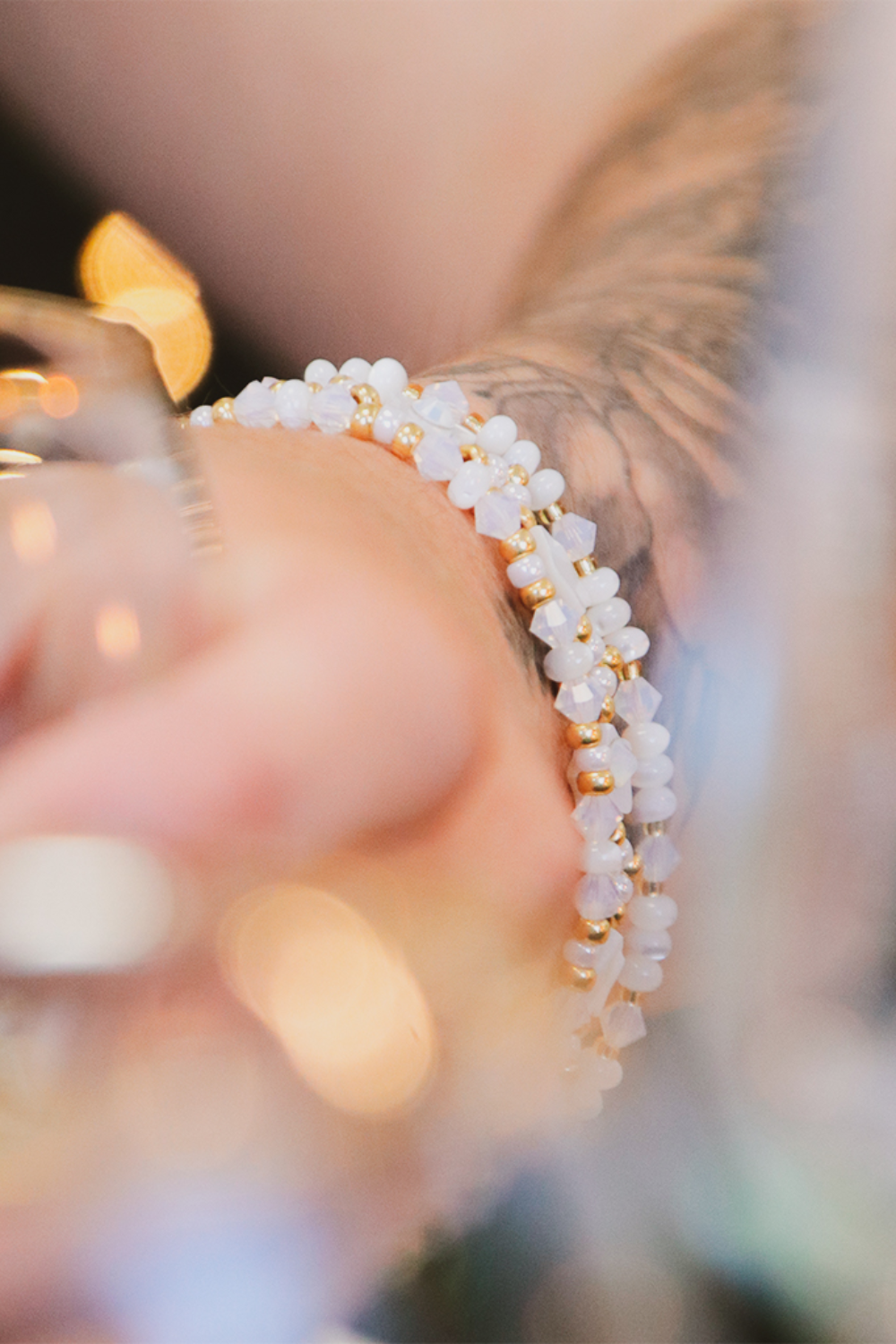 Esquema Pulsera de nácar y cristal puro de varias vueltas