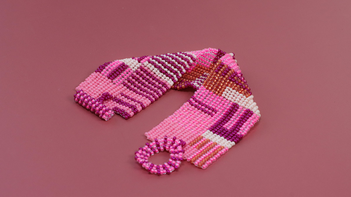 Brazalete DIY con tejido de espiga abstracto y peyote en cuentas Miyuki 11/0