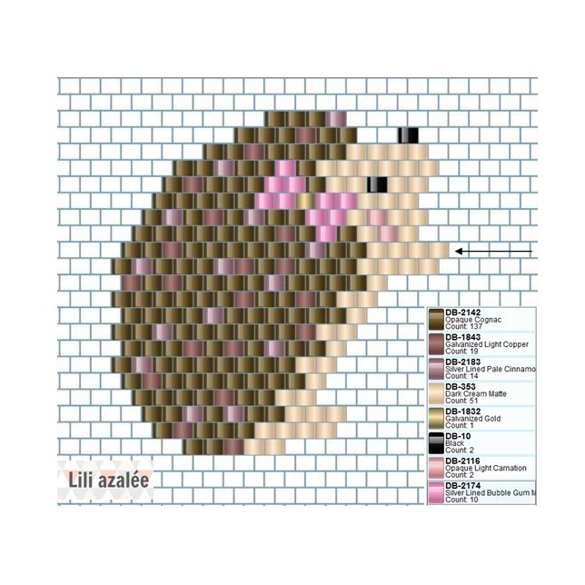patrón de tejer pin erizo brickstitch perlas de Miyuki : Paso 1 patrón de tejer pin erizo brickstitch perlas de Miyuki : Paso 1