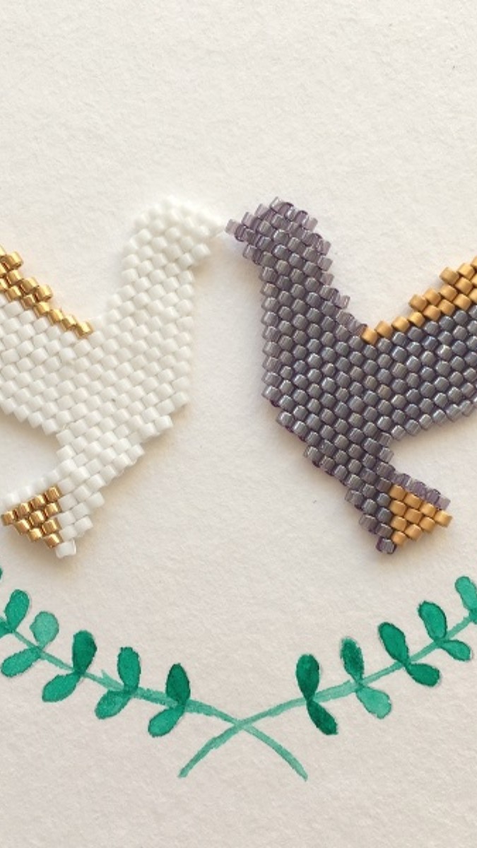 Esquema DIY tejer brickstitch Miyuki rebordea patrón de la paloma por Lovelyoupi