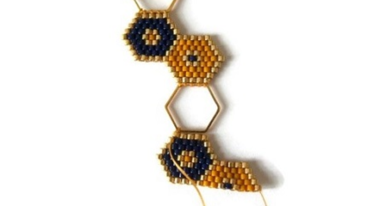 pestaña hexagonal y correa de tejido brickstitch : Paso 10 pestaña hexagonal y correa de tejido brickstitch : Paso 10