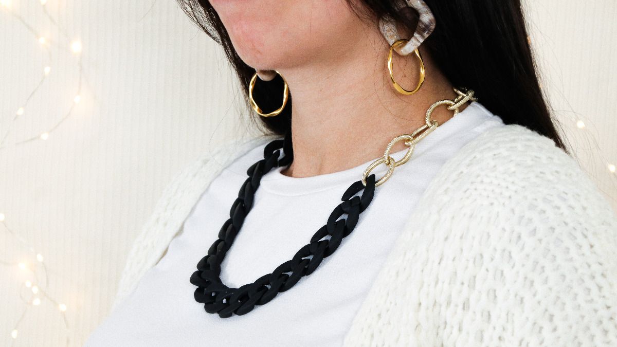 Esquema Collar DIY con eslabón grande, cadena y cierre de boya Esquema Collar DIY con eslabón grande, cadena y cierre de boya