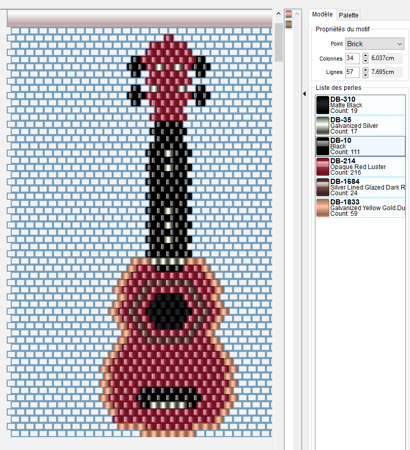 Esquema Tejido de cuentas de instrumento musical Ukulele Miyuki Delicas