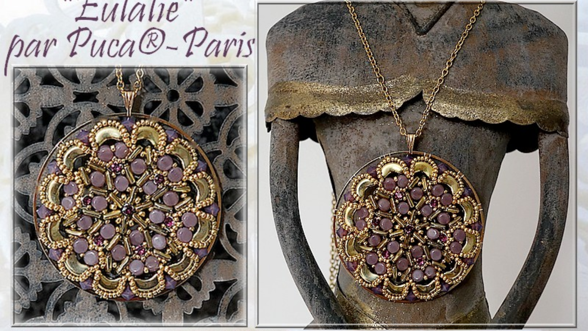 Colgante Tuto "Eulalie" de Puca con cuentas de Kalos, Arcos y Piros