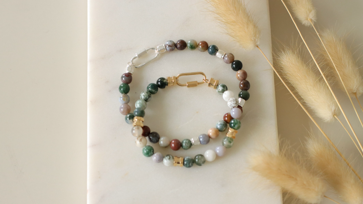 Dúo de pulseras de San Valentín en piedras preciosas y plata 925 Dúo de pulseras de San Valentín en piedras preciosas y plata 925