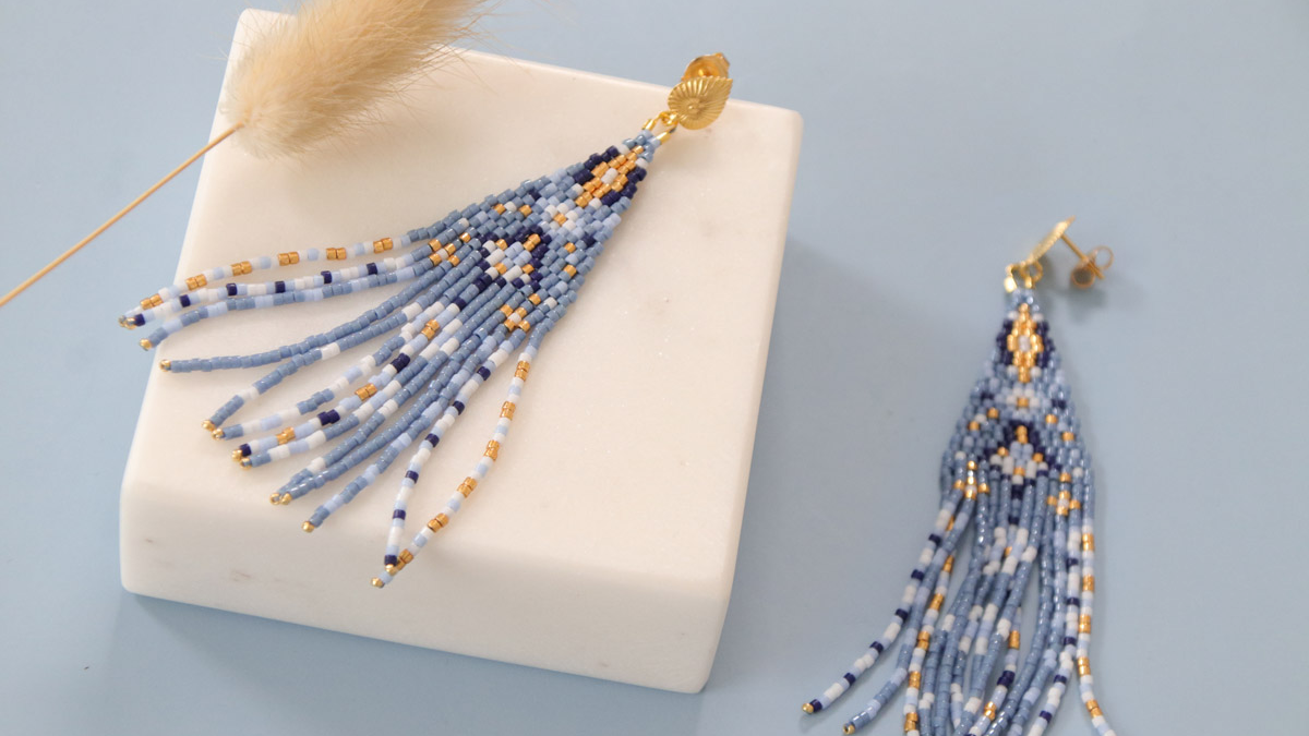 Esquema Pendientes colgantes de Miyuki en punto de ladrillo doble