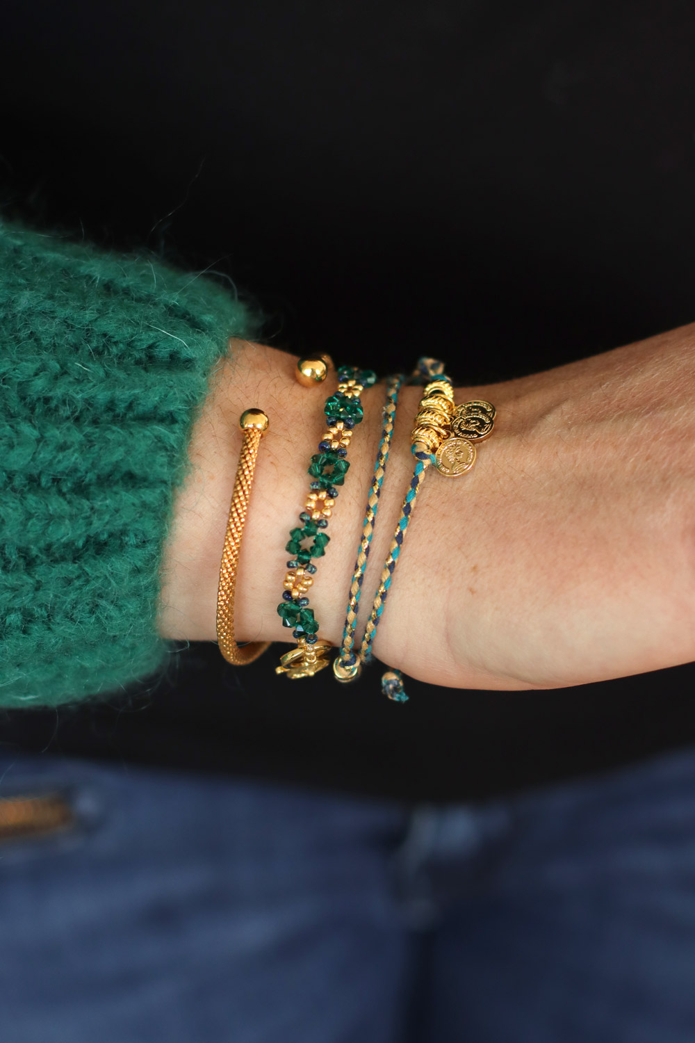 Esquema Pulsera de cuentas de esmeralda de PureCrystal Esquema Pulsera de cuentas de esmeralda de PureCrystal