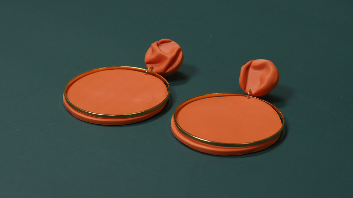 Boucles d'oreilles XL en pâte polymère FIMO effet plissé