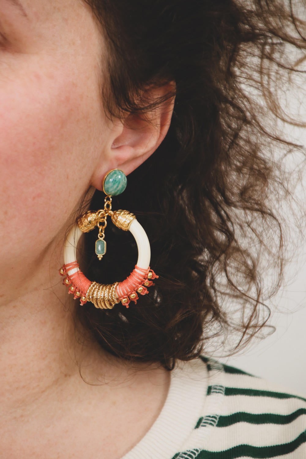 Esquema Pendientes colgantes de micro macramé de amazonita Esquema Pendientes colgantes de micro macramé de amazonita