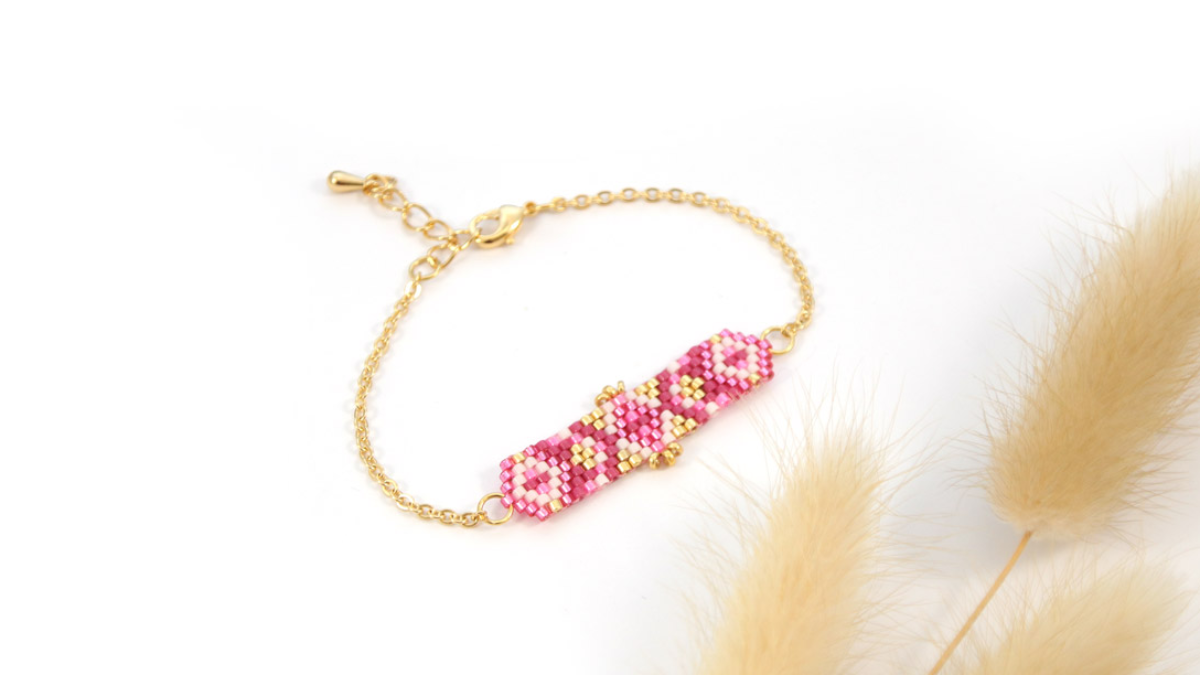 Mini pulsera de Miyuki en peyote fucsia