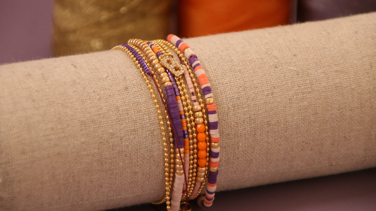 Esquema Pulsera de varias vueltas para principiantes con Heishi y Linhasita