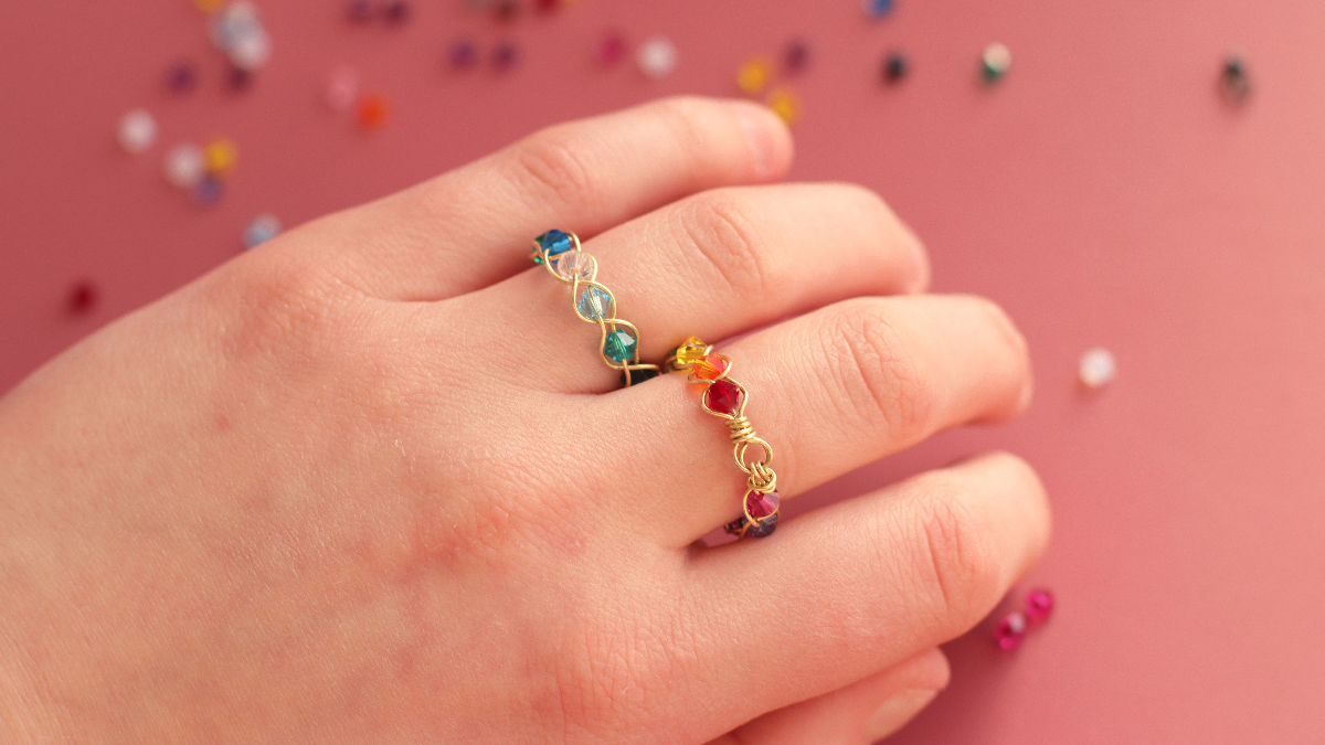 Esquema DIY Trenzado de anillos para principiantes Lazos de arco iris de PureCrystal