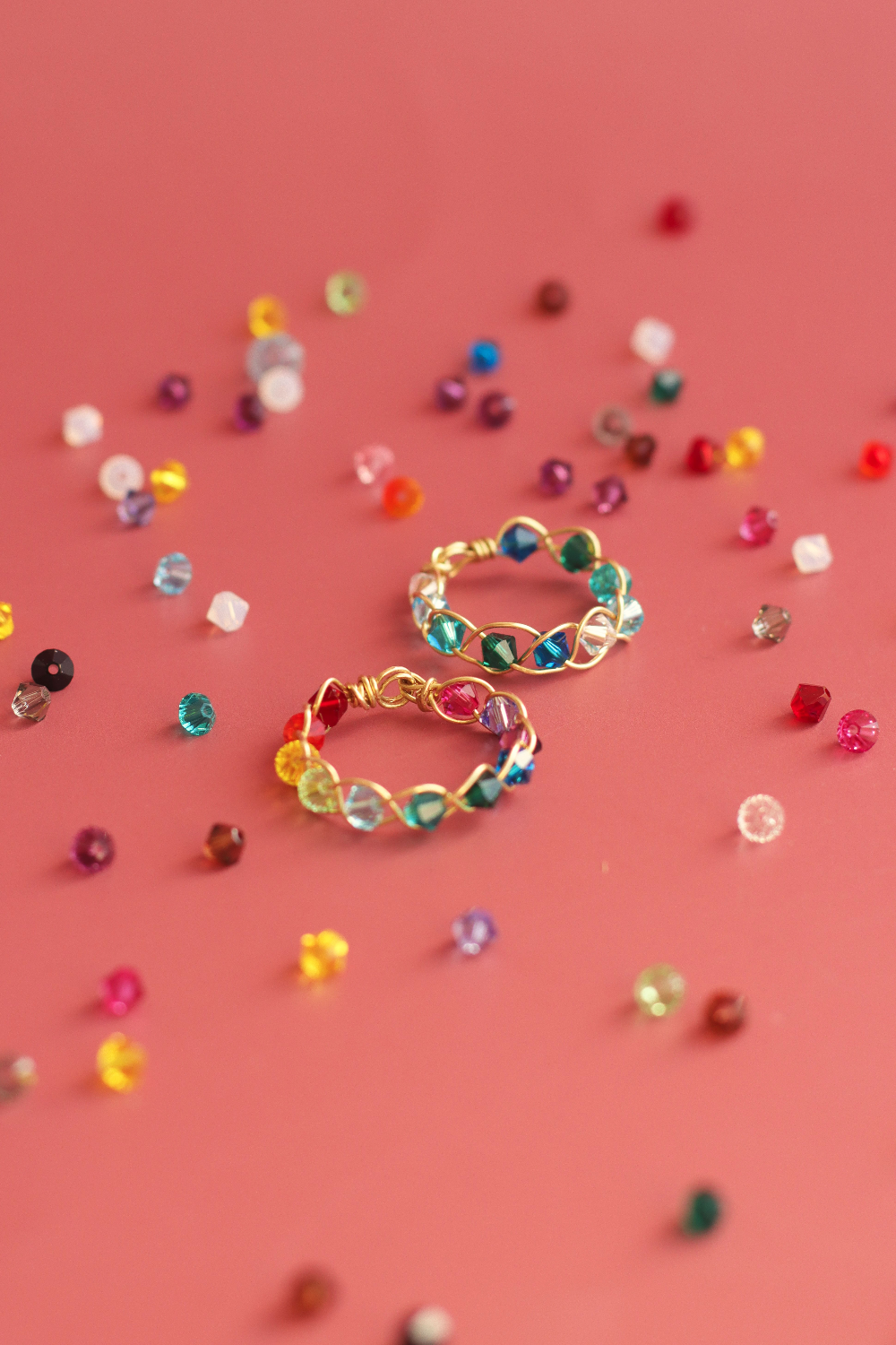 Esquema DIY Trenzado de anillos para principiantes Lazos de arco iris de PureCrystal