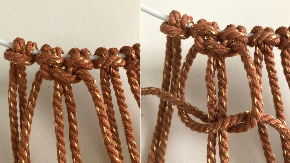 DIY Lámpara colgante de macramé bohemio en dos tonos : Paso 3 DIY Lámpara colgante de macramé bohemio en dos tonos : Paso 3