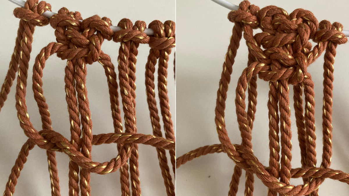 DIY Lámpara colgante de macramé bohemio en dos tonos : Paso 4 DIY Lámpara colgante de macramé bohemio en dos tonos : Paso 4