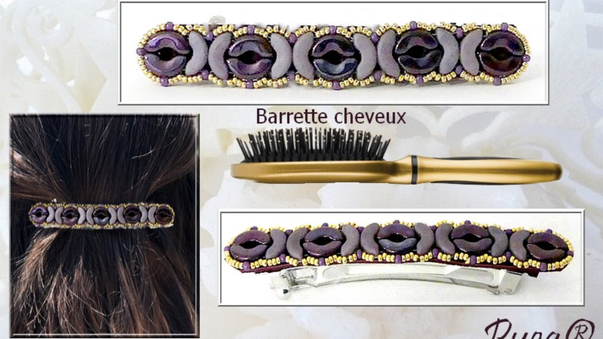 Pasador Tuto Salsa con cuentas de arcos de Puca et rocailles Pasador Tuto Salsa con cuentas de arcos de Puca et rocailles