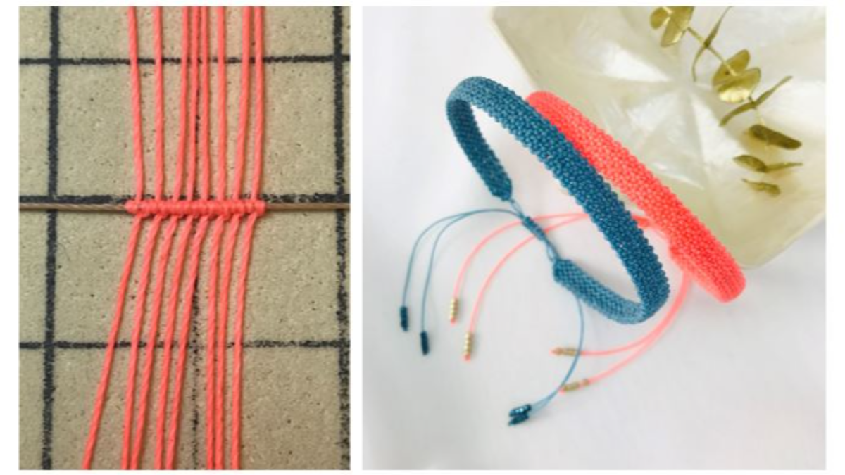 Pulseras lisas o estampadas en micro macramé con hilo encerado Linhasita : Paso 23