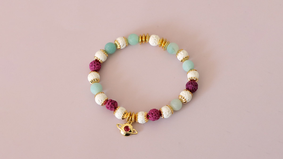 Esquema Tuto Pulsera elástica con cuentas de piedra de lava fucsia Esquema Tuto Pulsera elástica con cuentas de piedra de lava fucsia