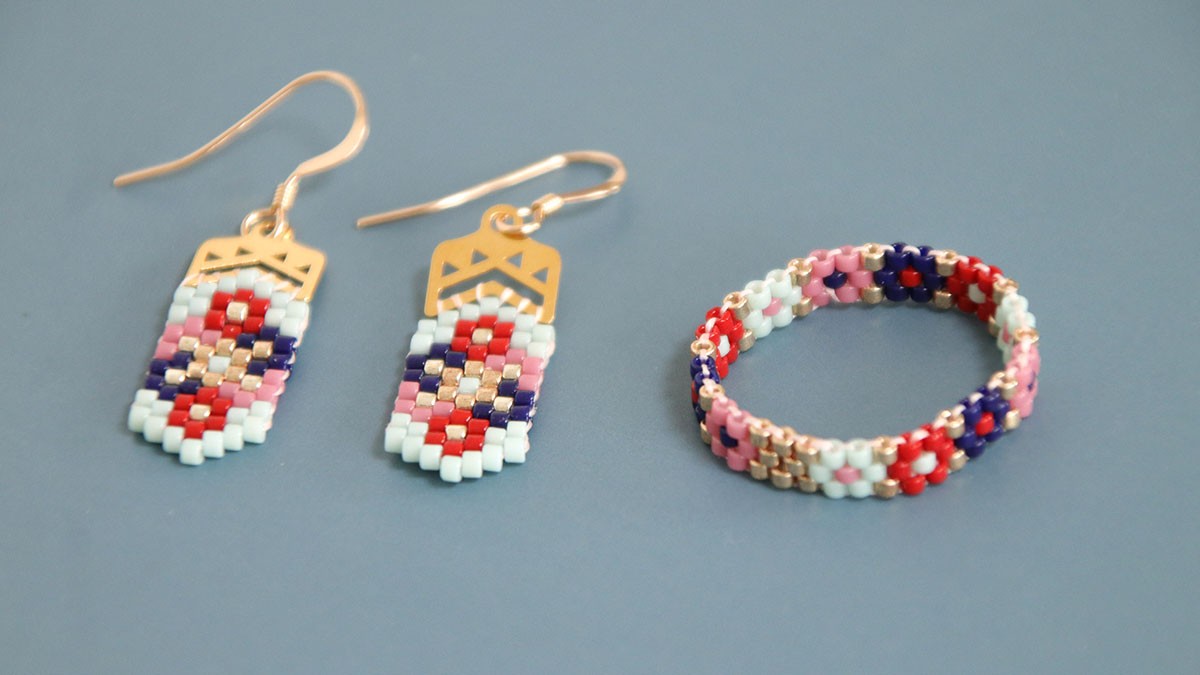 Patrón de bricolaje y tejido con el juego de cuentas Miyuki 11/0 Royal Mix : Paso 13