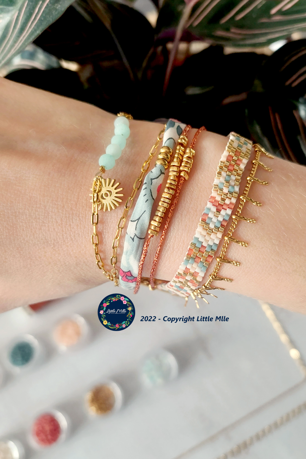 Esquema Pulsera de varias filas con cierre intercambiable Hiilos de Little Miss Esquema Pulsera de varias filas con cierre intercambiable Hiilos de Little Miss