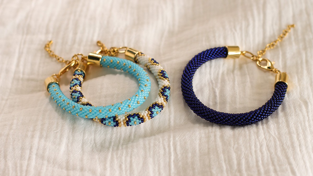 Juego de pulseras de ganchillo en espiral Miyuki con cuentas