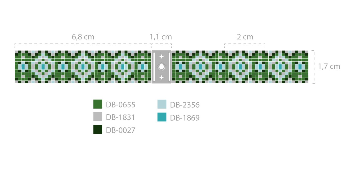 Esquema Pulsera de cuentas miyuki verdes en telar con separador Esquema Pulsera de cuentas miyuki verdes en telar con separador