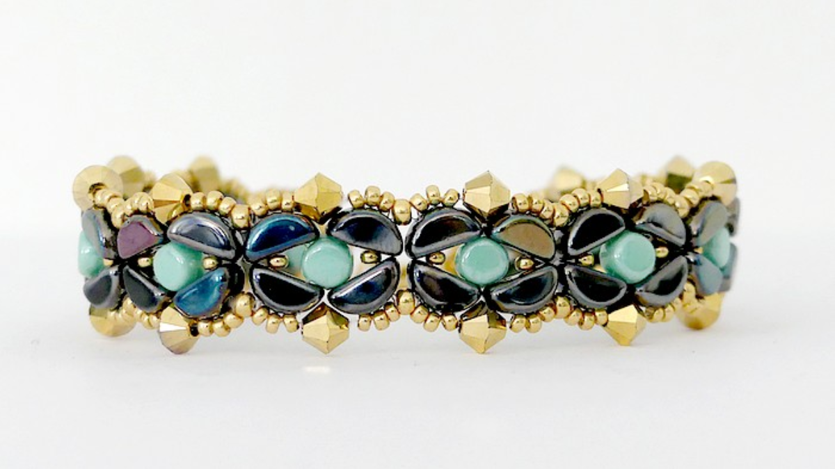 Pulsera Copine con cuentas de vidrio Kos, Kalos de Puca y Rocailles Miyuki Pulsera Copine con cuentas de vidrio Kos, Kalos de Puca y Rocailles Miyuki