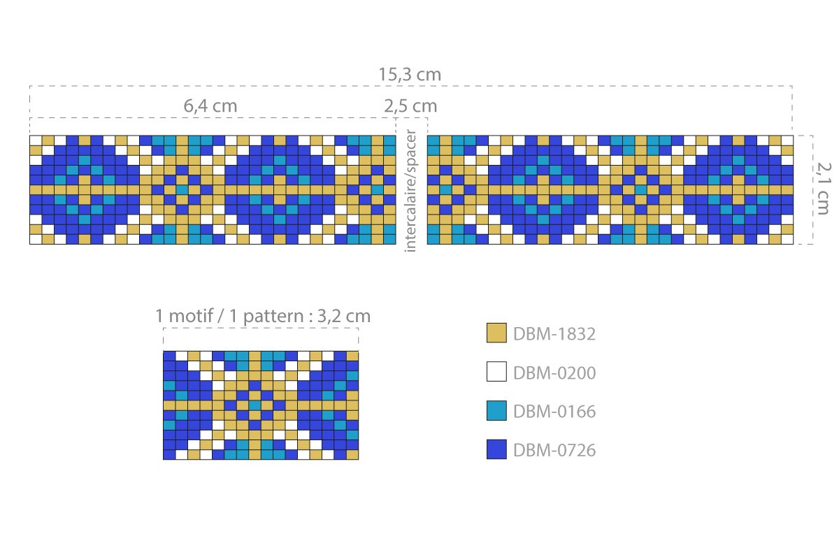 Esquema Pulsera de telar Miyuki en Delicas 10/0