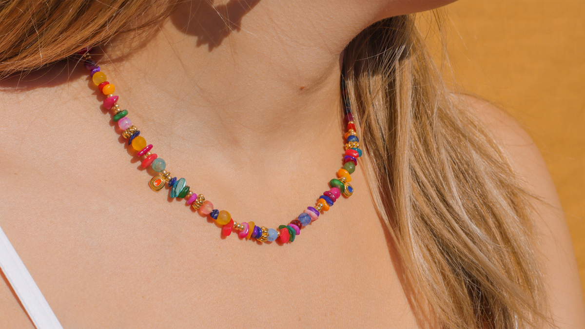 Bisutería: Collar colores con piedras naturales para verano - Perles & Co