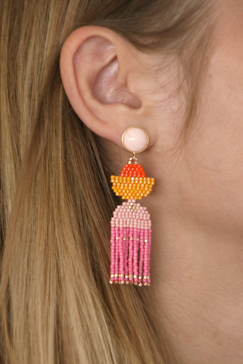 Tuto Boucles d'oreilles Miyuki en Brick Stitch style Color Block