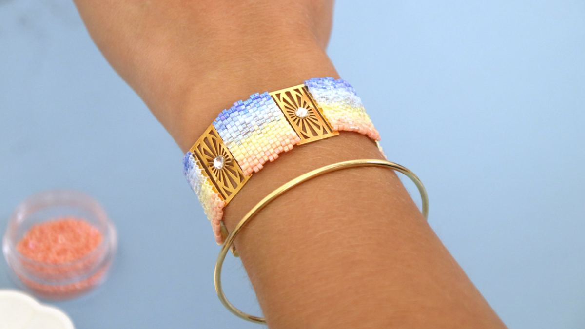 Esquema Pulsera de tejido de peyote Miyuki Amanecer de doble degradado