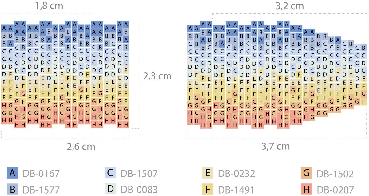 Esquema Pulsera de tejido de peyote Miyuki Amanecer de doble degradado
