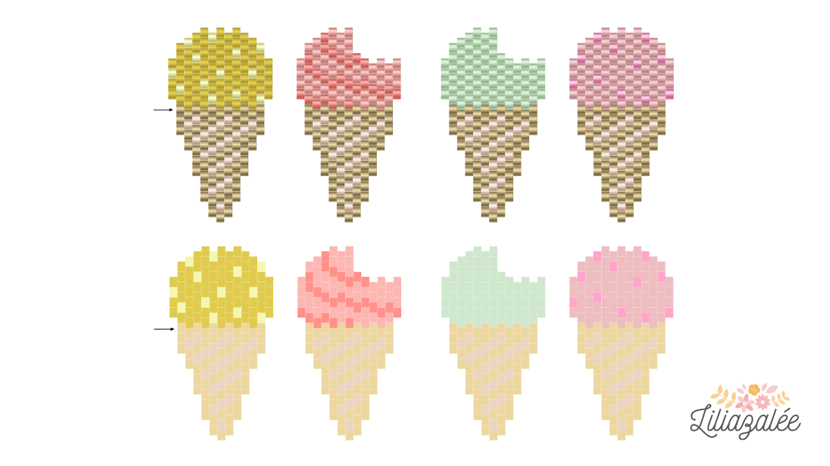 Esquema Delica Miyuki peyote perla tejer diagrama de hielo