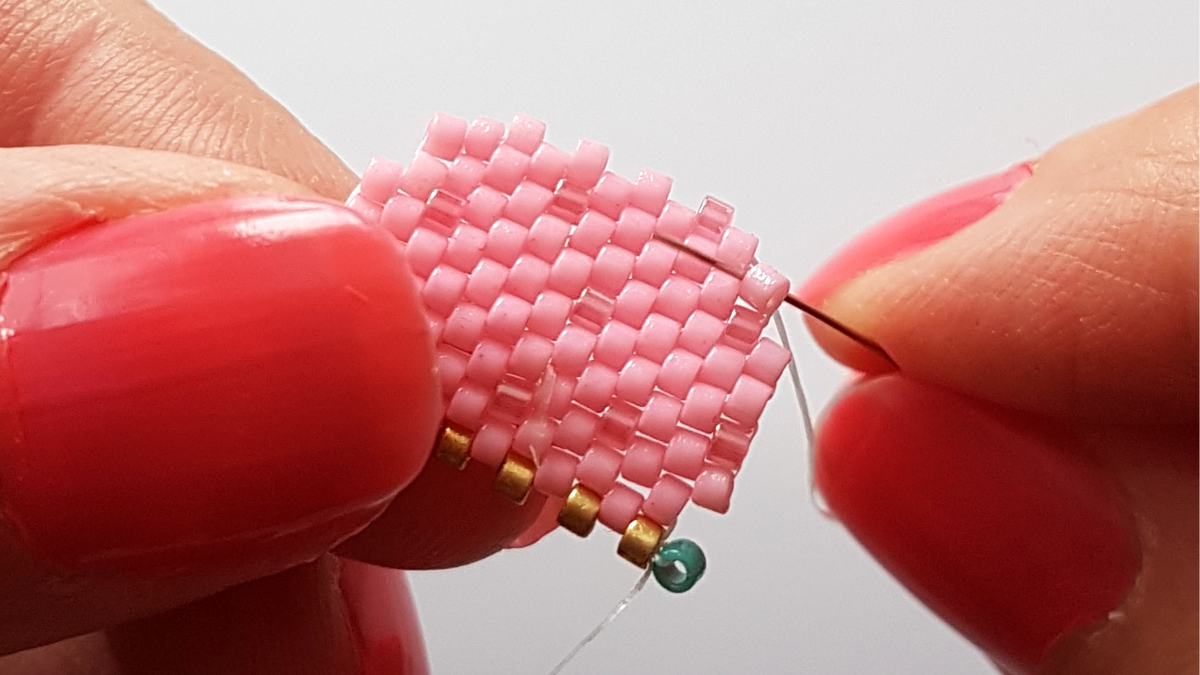 Delica Miyuki peyote perla tejer diagrama de hielo : Paso 15