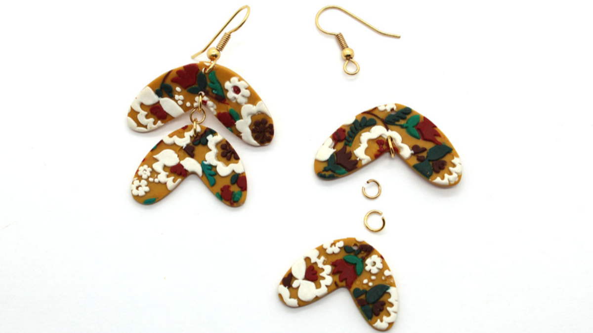 Pendientes de arcilla polimérica textura placa flores : Paso 7 Pendientes de arcilla polimérica textura placa flores : Paso 7