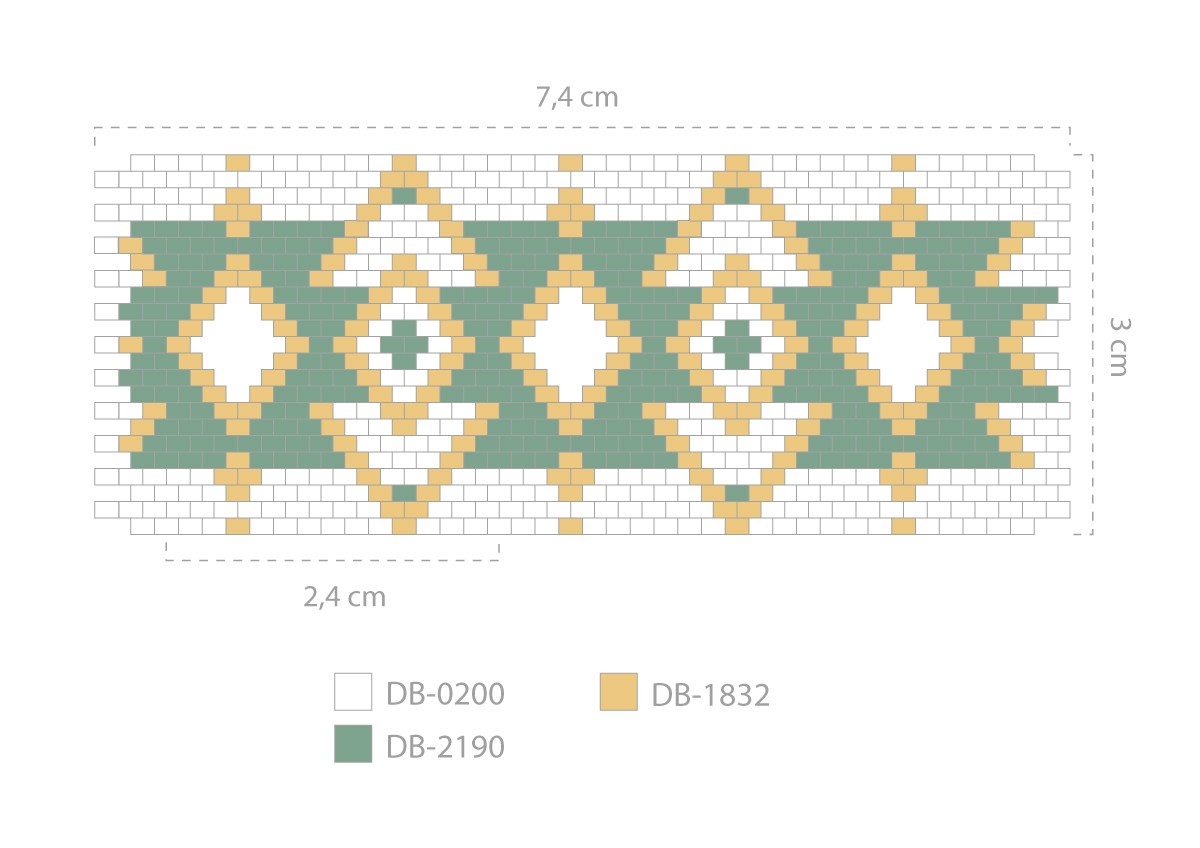 Esquema Pulsera de peyote grande de Miyuki con incrustación de cuentas de Gemduo