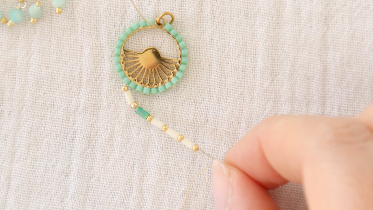 Pendientes de Miyuki Delica y Bugles de Turquesa : Paso 6 Pendientes de Miyuki Delica y Bugles de Turquesa : Paso 6