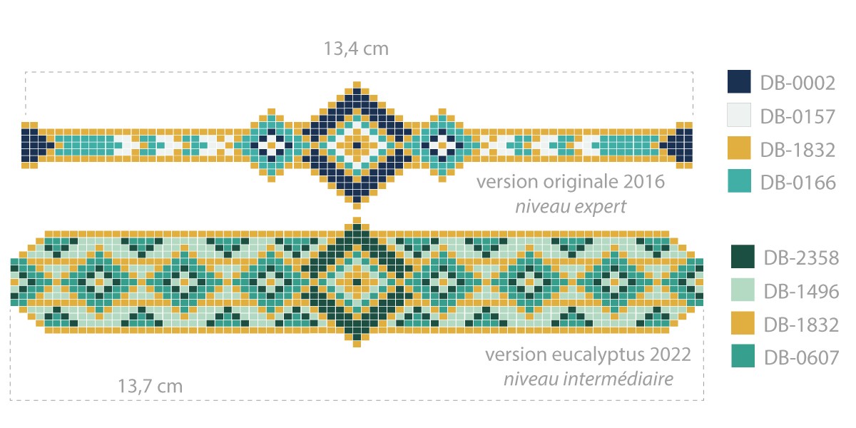 Esquema Pulsera de telar Miyuki delica con cuentas con diseño de diamantes Esquema Pulsera de telar Miyuki delica con cuentas con diseño de diamantes