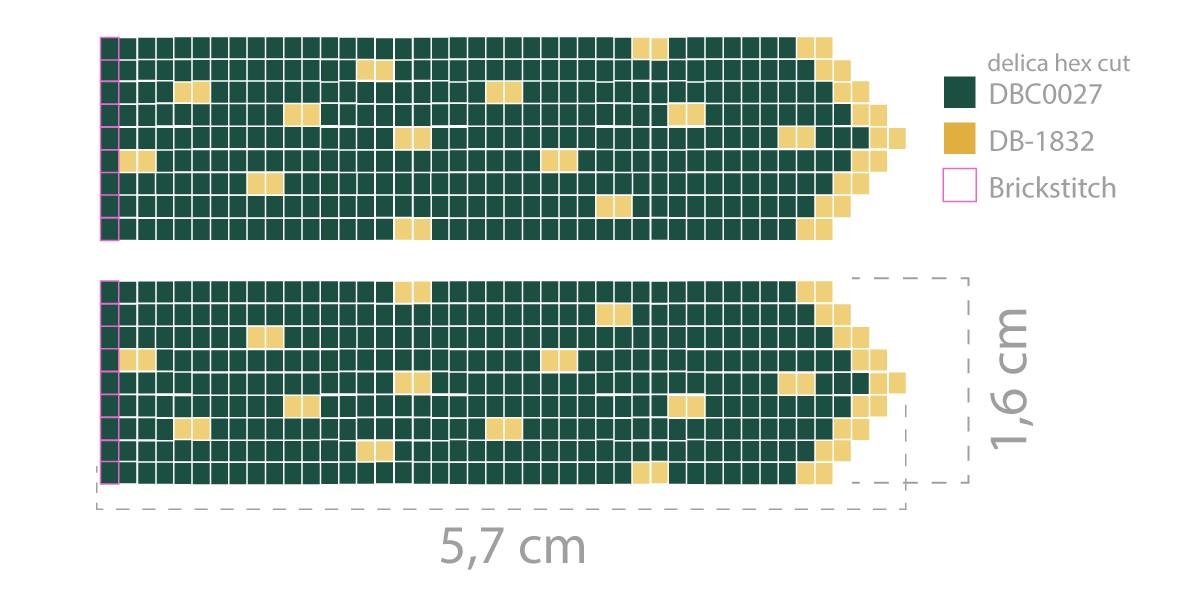 Esquema Pendientes de perlas de Miyuki Medias conchas y flecos de cuentas