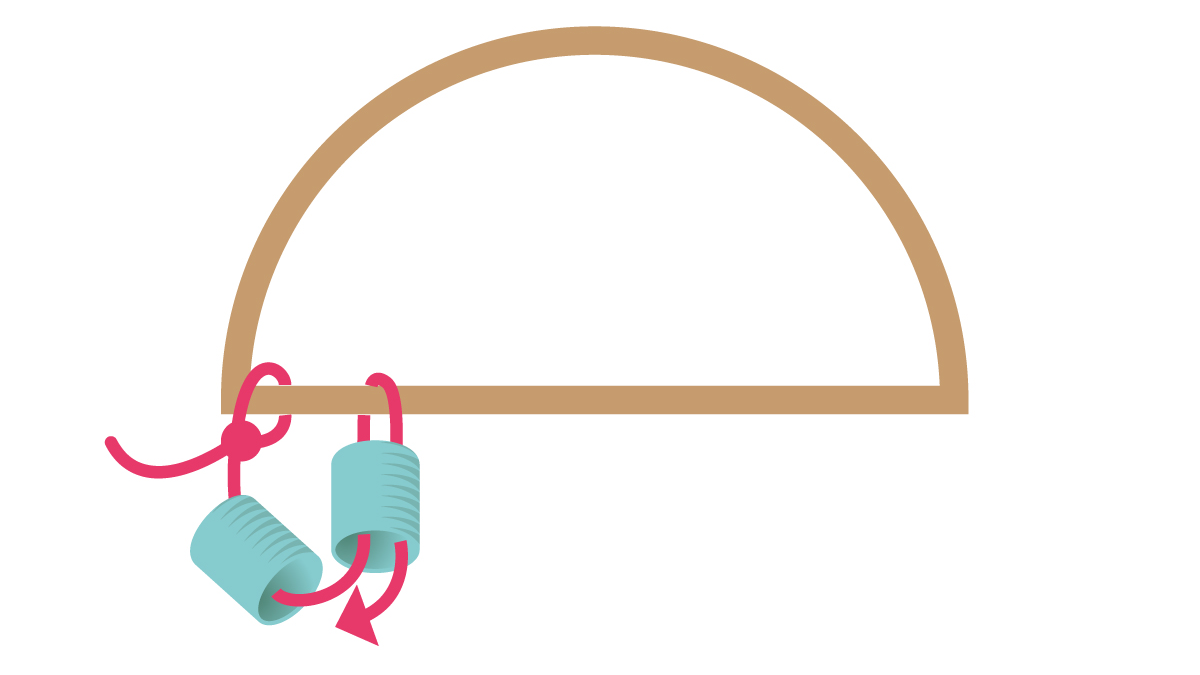 Pendientes de perlas de Miyuki Medias conchas y flecos de cuentas : Paso 1