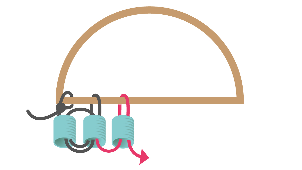 Pendientes de perlas de Miyuki Medias conchas y flecos de cuentas : Paso 3