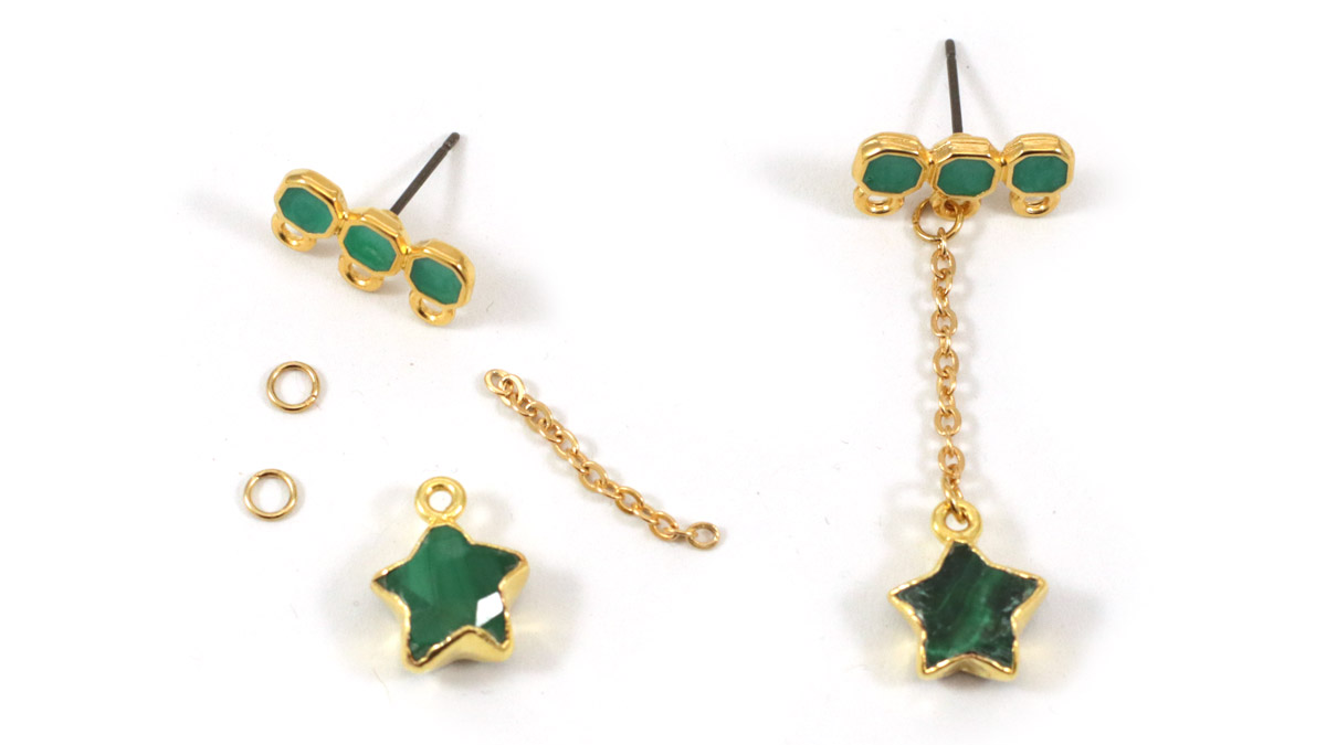 Pendientes colgantes de malaquita : Paso 1