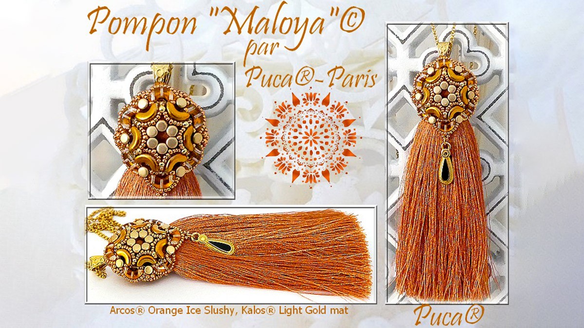 Esquema Pompón de maloya con abalorios Arcos de Puca® tutorial Esquema Pompón de maloya con abalorios Arcos de Puca® tutorial