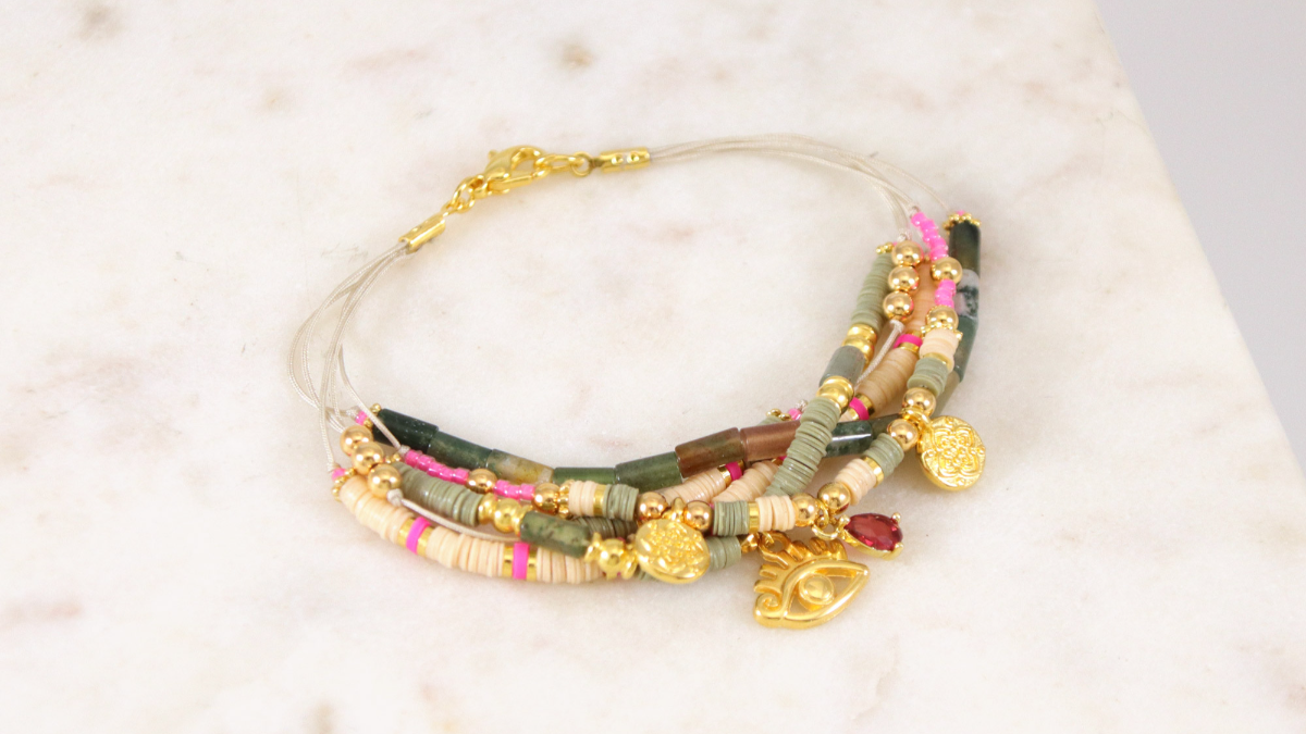 Esquema Pulseras finas Tuto con abalorios heishi y charms Esquema Pulseras finas Tuto con abalorios heishi y charms