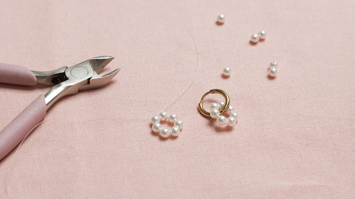 Pendientes y cadena de nácar : Paso 2